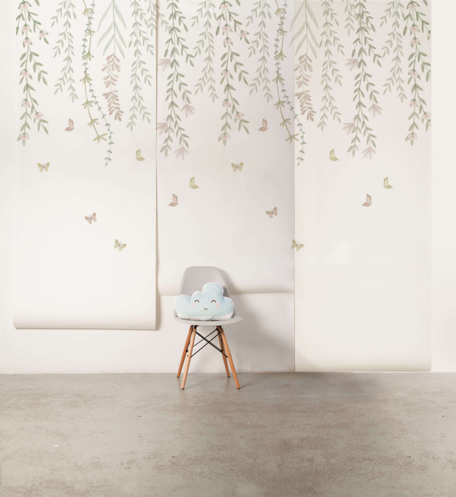 Papel de Parede Jardim delicado suspenso aquarelado - UaUá Kids