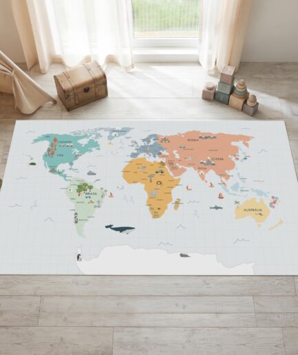 T25U0011 - Tapete Mapa Mundi Divertido