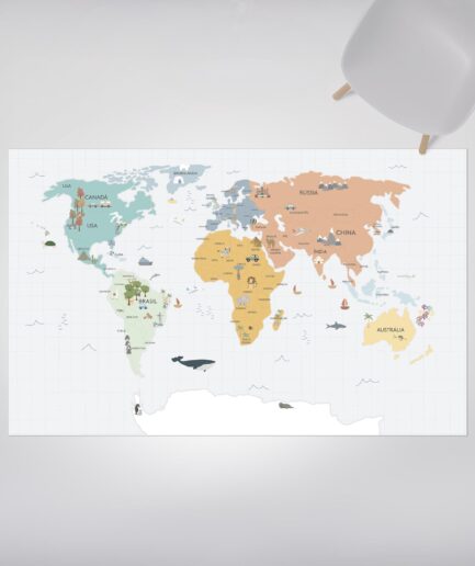 T25U0011 - Tapete Mapa Mundi Divertido